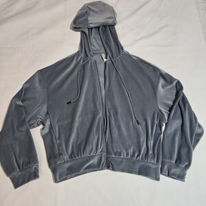 #Alo Yoga Plush Zip-Up Hoodie in Dusty Blue-Gray